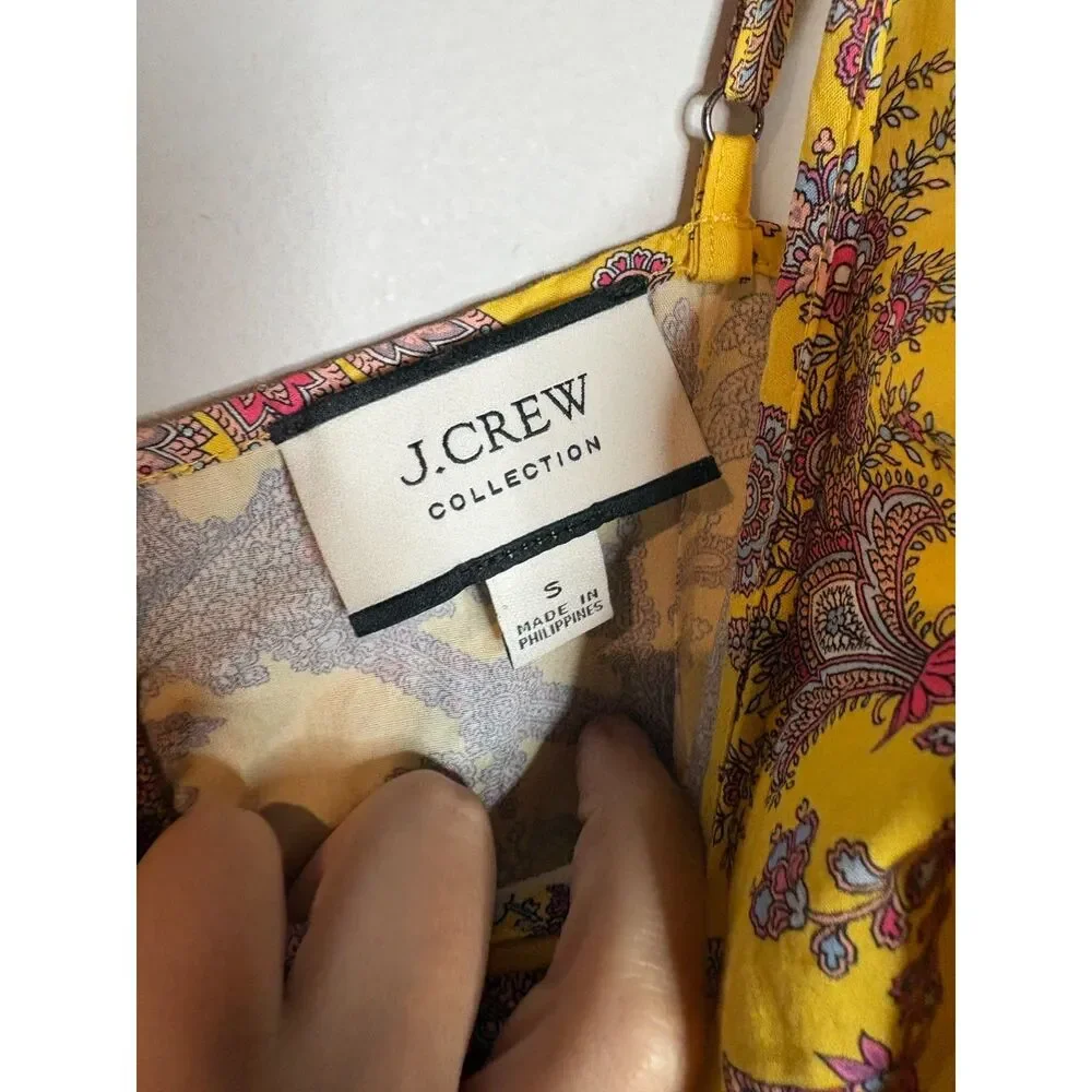 J. Crew Collection Poplin Raffi Golden Paisley tiered midi dress